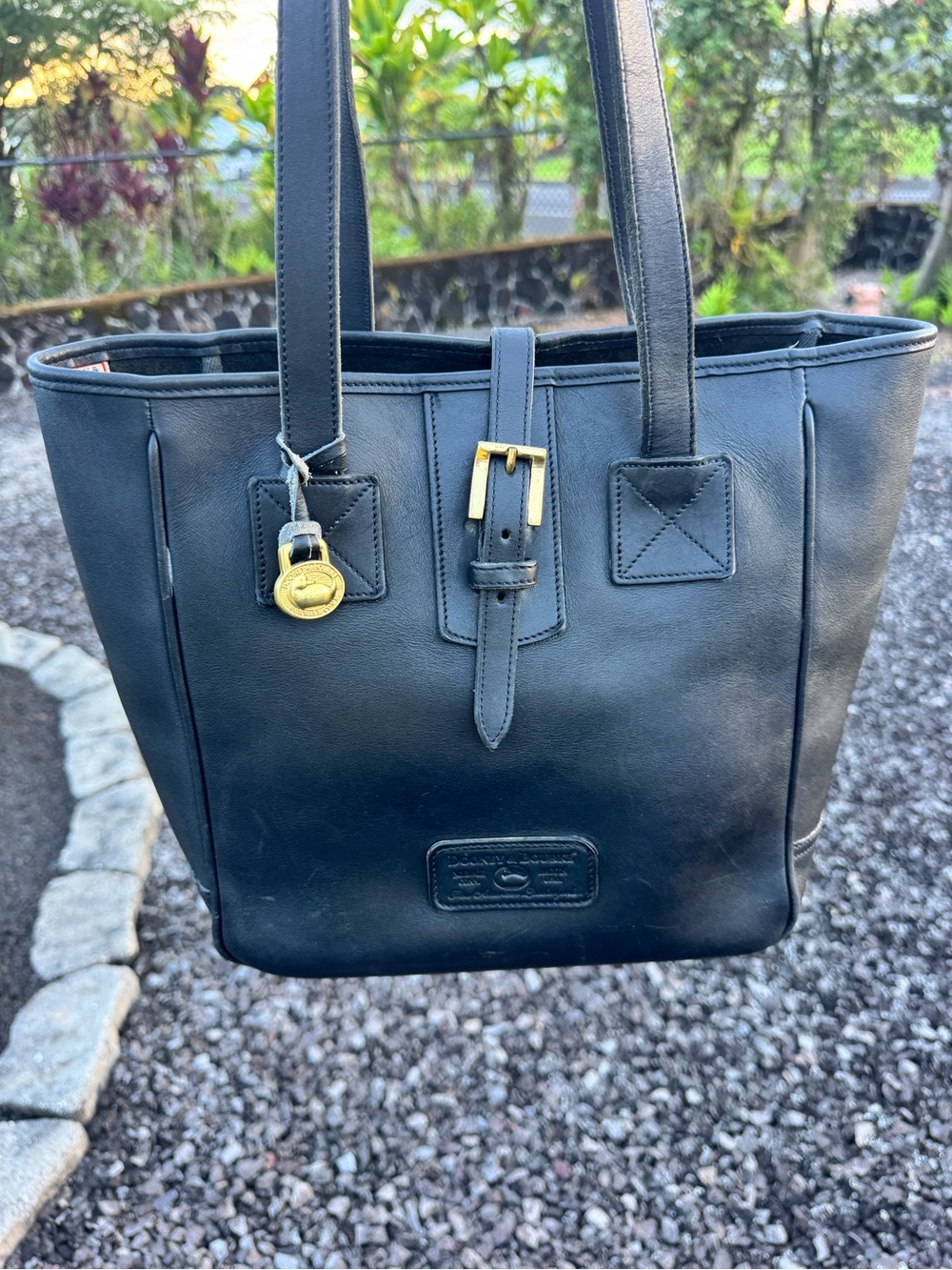 Vintage Dooney & Bourke Black All Weather Leather Tote Made in USA - Picture 7 of 15